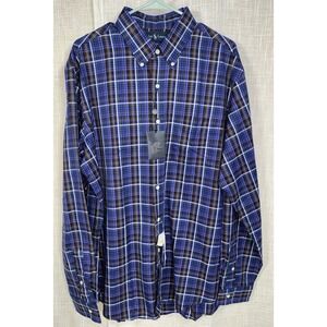 NWT Men's XL Ralph Lauren Long Sleeve Button Down Plaid Shirt 100% Cotton Custom